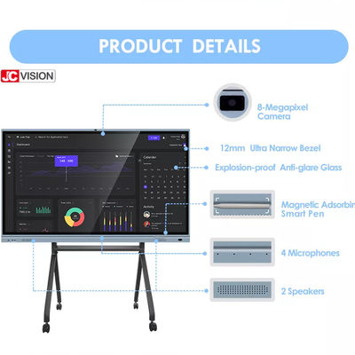55 - 98 inci Smart Interactive Whiteboard Kelas Pendidikan Tampilan RAM 4G + ROM 32G