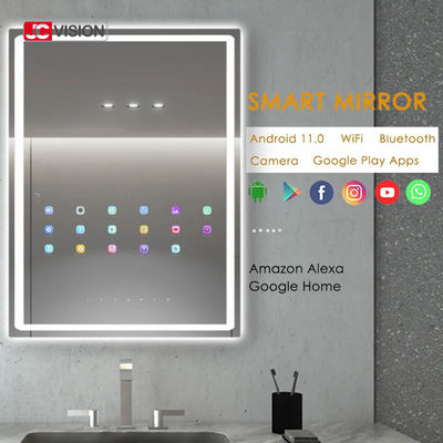 JCVISION Hotel Rumah Layar sentuh TV Android LED Smart Kamar Mandi Mirror IP65