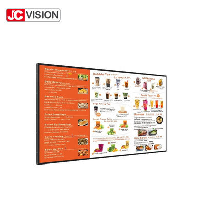 43 / 55inch Kerangka Bezel Sempit LCD Iklan Tampilan Digital Menu Papan Untuk Restoran