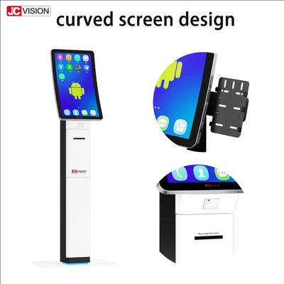 23.6 Inch Curved Self Service Touch Screen Kiosk Qr Code Scanner Printer