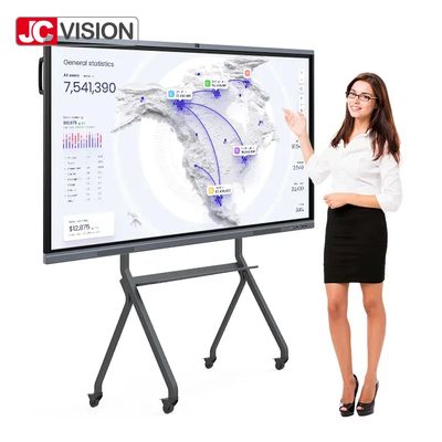 JCVISION Panel Datar Rata Interaktif Android 13.0 75 inci Lampu Latar LED Stereo 15W*2