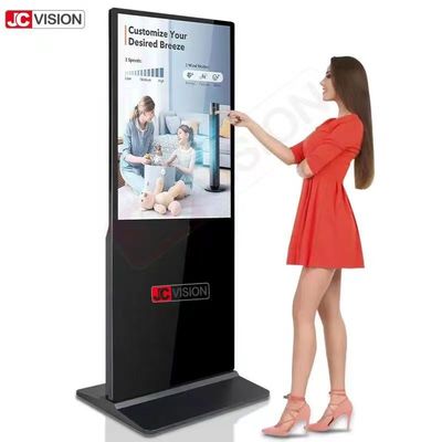 Android/Windows OS 65 inci Stand Lantai Putih Digital Signage untuk Tampilan 4k- 7/24 D/H