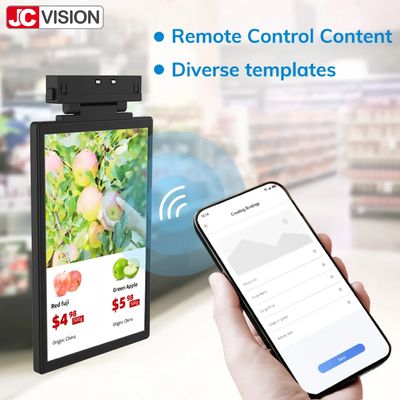 JCVISION Mudah Untuk Menginstal Digital Signage Display Elektronik Rak Label LCD Tampilan Teknologi TFT