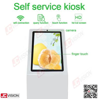 Jcvision 21,5 Inch Self Service Kios Informasi Digital Interaktif Tipe L Vertikal layar sentuh Kios layar Putih