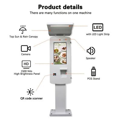 32 Inch Outdoor IP65 Self Service Checkout Kiosk Dengan Aluminium Housing