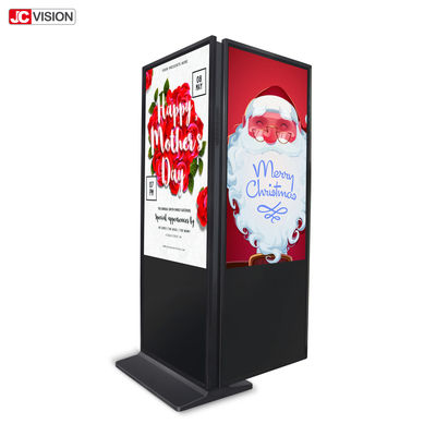 50000 Jam Indoor Digital Signage Displays, Double Sided Digital Signage Kiosk 32" 43"