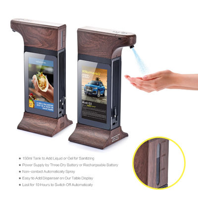 Kios Periklanan Digital Dispenser Sanitizer Tangan Layar Ganda 7 inci