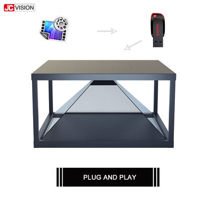 Layar LCD Transparan 19 Inci Tampilan Hologram 3D Piramida Kaca 360 Derajat