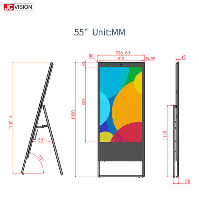 Papan Tanda Digital LCD Periklanan 43" 450cd/m2 Portabel Perangkat Lunak CMS