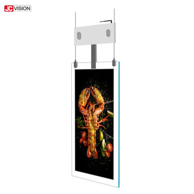 Kios Digital Signage LCD Transparan Berdiri Lantai Layar Ganda