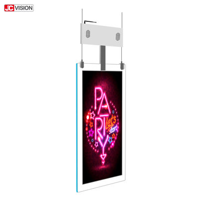 Kios Digital Signage LCD Transparan Berdiri Lantai Layar Ganda