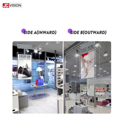 Kios Digital Signage Berdiri Lantai Super Tipis Pemutar Iklan Layar Ganda
