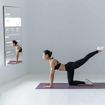 Cermin Cerdas DIY Berdiri Lantai Layar Sentuh Interaktif 65 Inci Untuk GYM