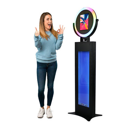 Kepala Bulat Ipad Photo Booth Stand Sheet Metal Base Dengan Frosted Acrylic Lampshade