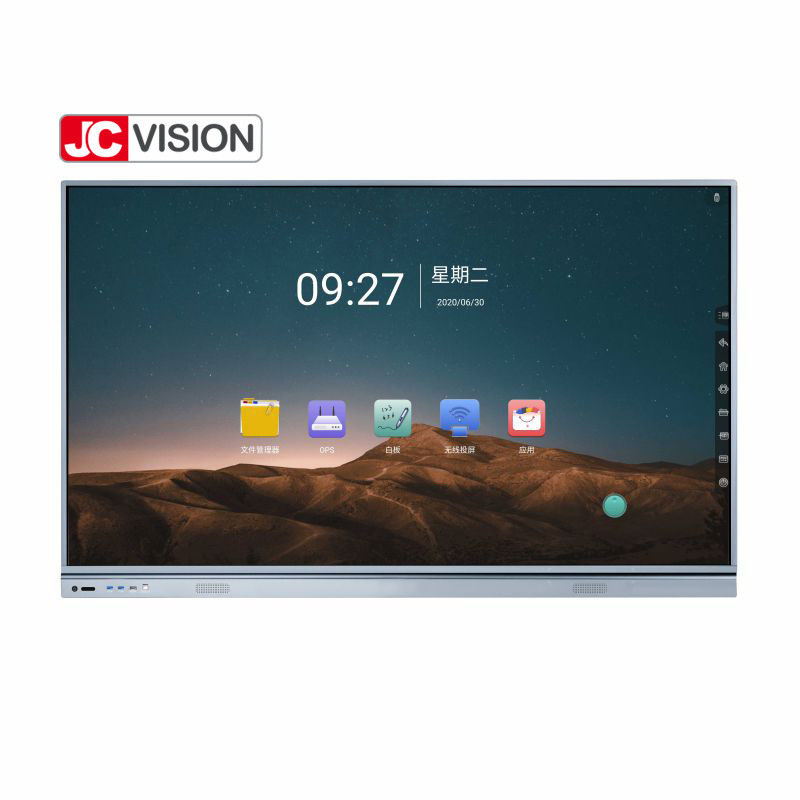 JCVISION 75 Inch JCHUB Interaktif Flat Panel dengan Hitam/Perak Warna IR 20 Titik Sentuh untuk Pendidikan/Konferensi menggunakan
