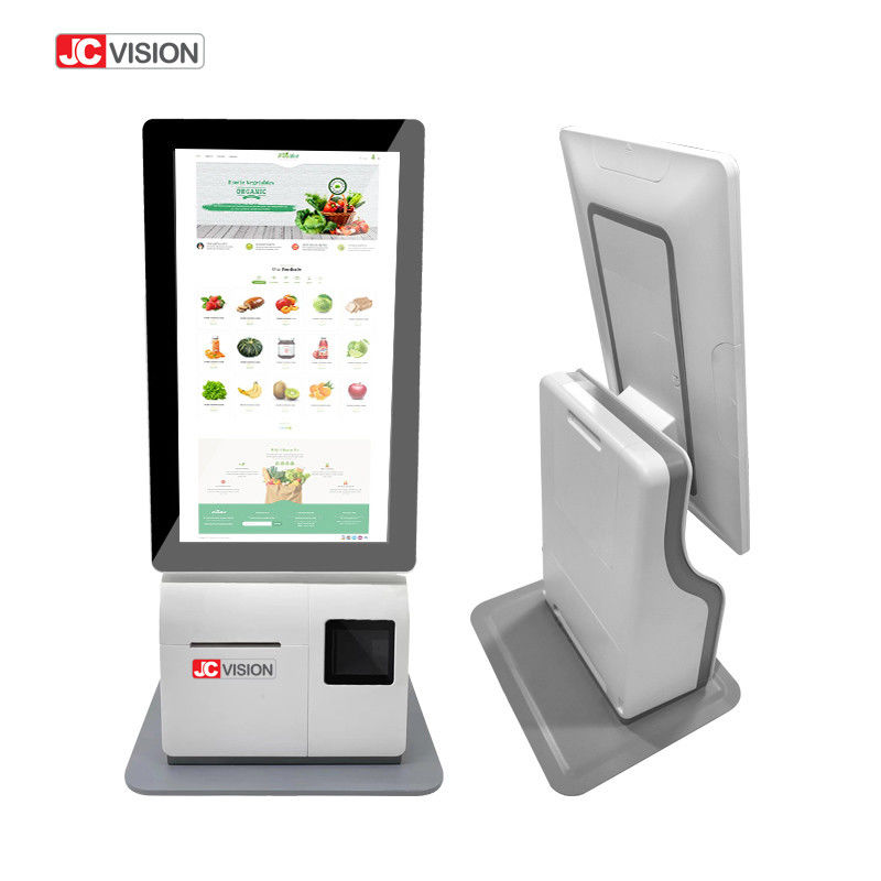 JCVISION Putih 15.6 Inch Self Service Check Out Kiosk Android 11.0 Desktop POS Mesin