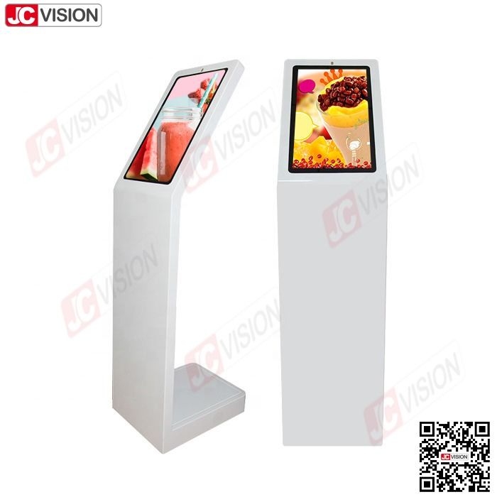 Jcvision 21,5 Inch Self Service Kios Informasi Digital Interaktif Tipe L Vertikal layar sentuh Kios layar Putih
