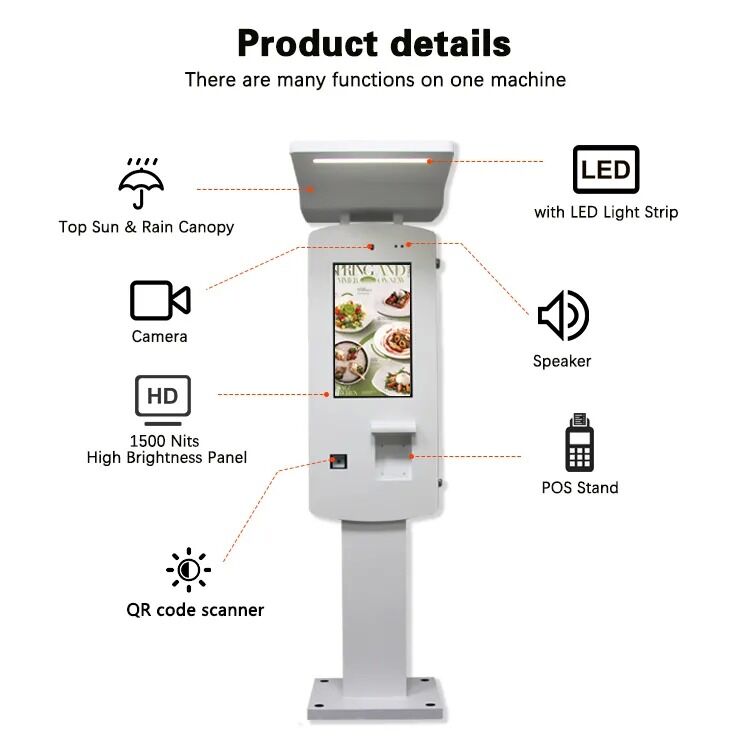 32 Inch Outdoor IP65 Self Service Checkout Kiosk Dengan Aluminium Housing
