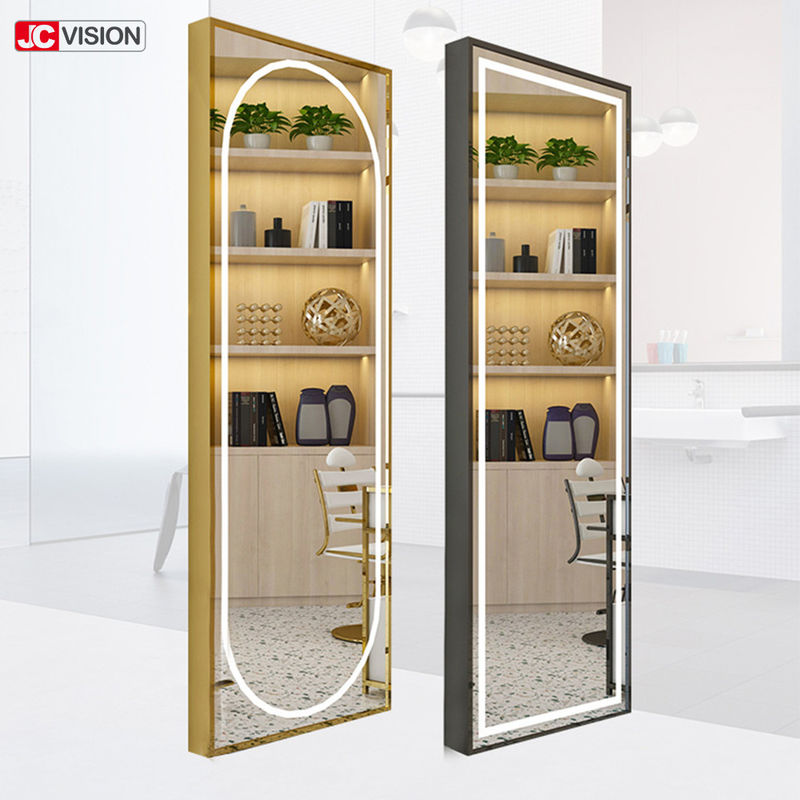 Cermin Cerdas DIY Bingkai Aluminium Dinding Layar Sentuh Cermin Rias Salon Rambut