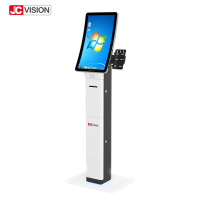 23.6 Inch Curved Self Service Touch Screen Kiosk Qr Code Scanner Printer