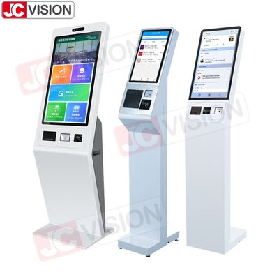 Disesuaikan 27 Inci Lantai Berdiri layar sentuh Kiosk Interaktif Pembayaran Kiosk Self Service Kiosk dengan Printer QR Scan Terminal